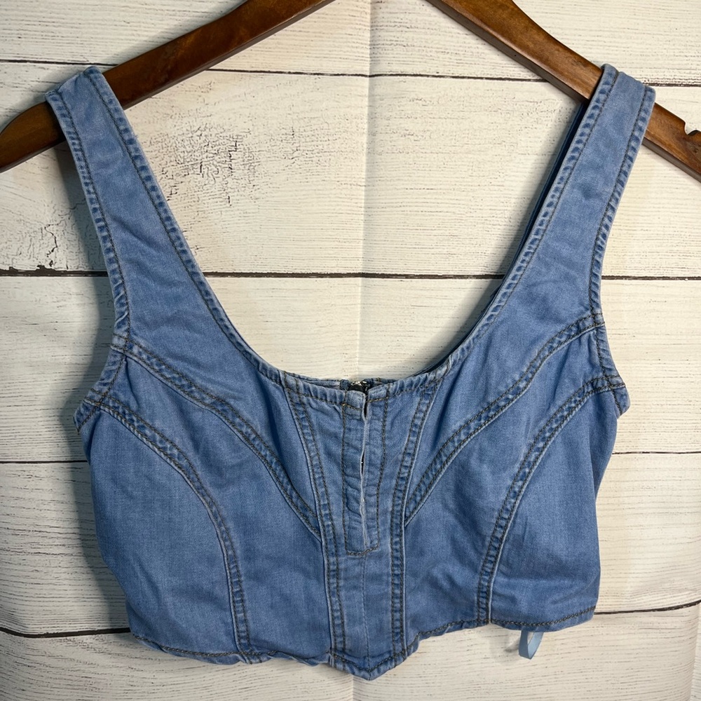 Jean look crop top
